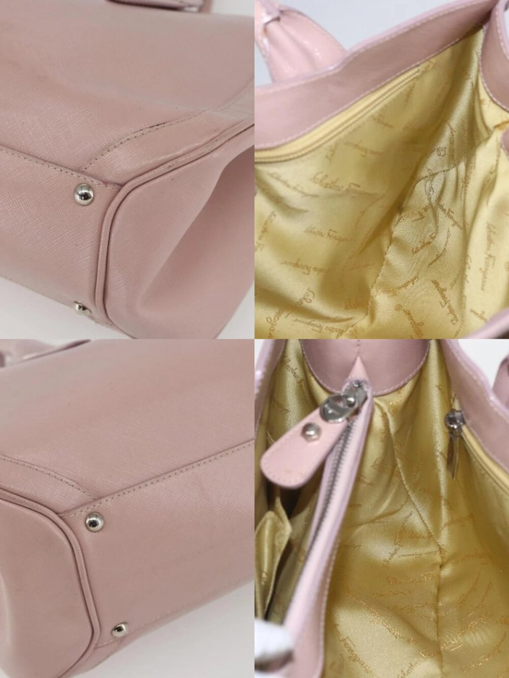 Salvatore Ferragamo Gancini Hand Bag Leather Pink Silver Auth 159143 - Picture 16 of 16